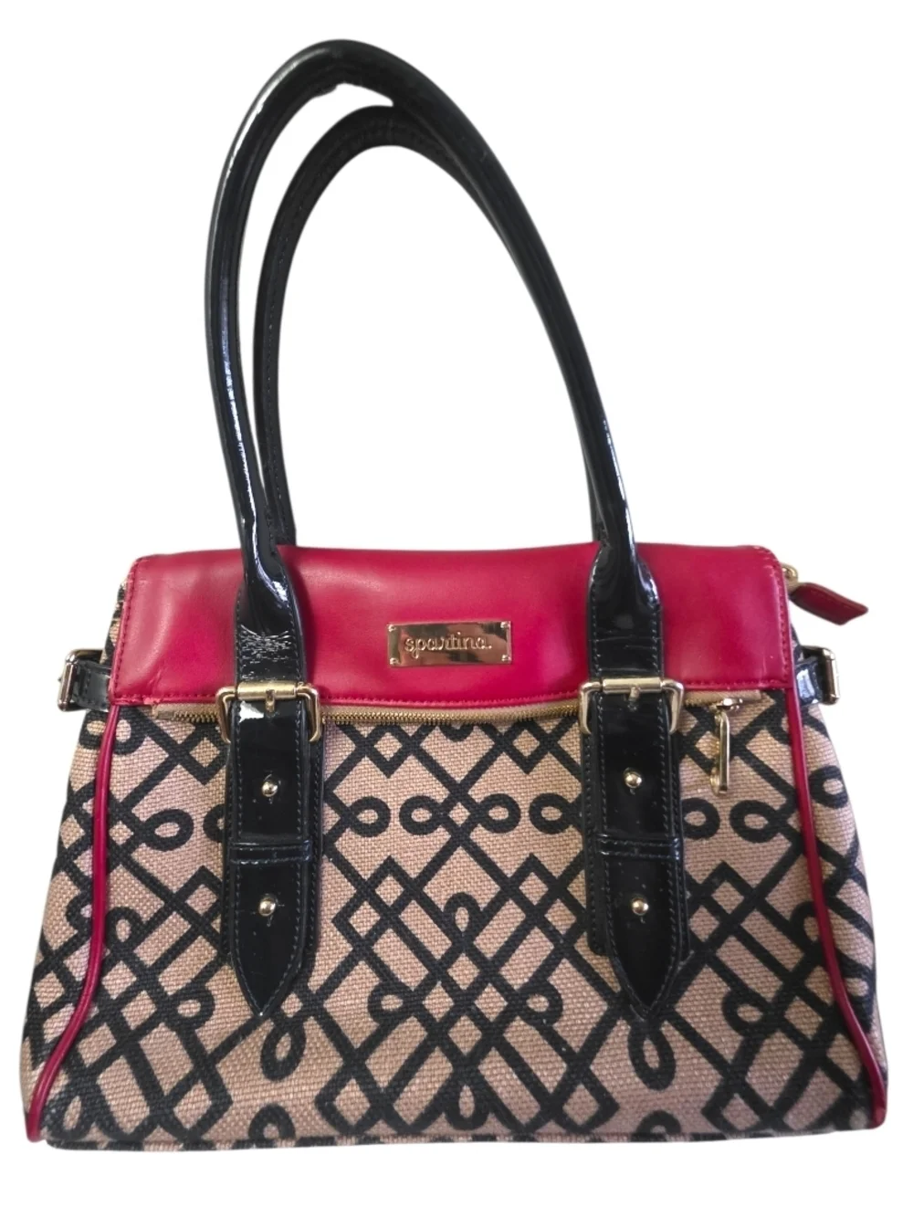 Spartina 449 Red, Black & Tan Patterned Satchel
